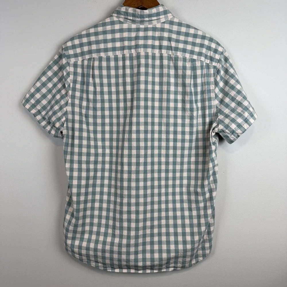 J.Crew Mens Gingham Check Button Down Shirt M Short Sleeve Preppy Summer Classic